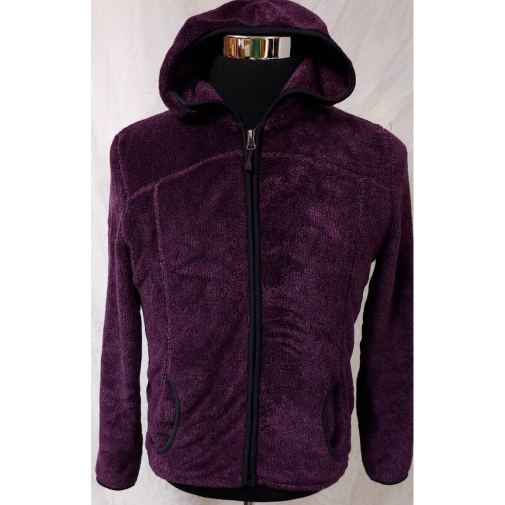 Vtg Stillwater Supply Co Womens Small Purple Fleece Terry Hooded Zip Up Jacket